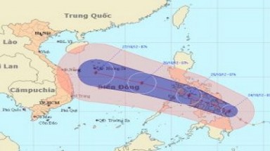 Bão Sơn Tinh đang di chuyển vào khu vực Biển Đông